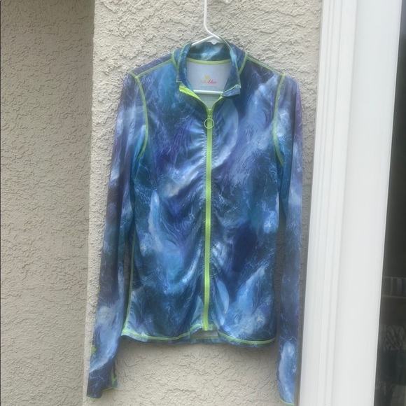 TUTU Blue Women's UPF50+ Long Sleeve  Blue Rashguard Zip Jacket Women's Size XXL - Picture 2 of 9